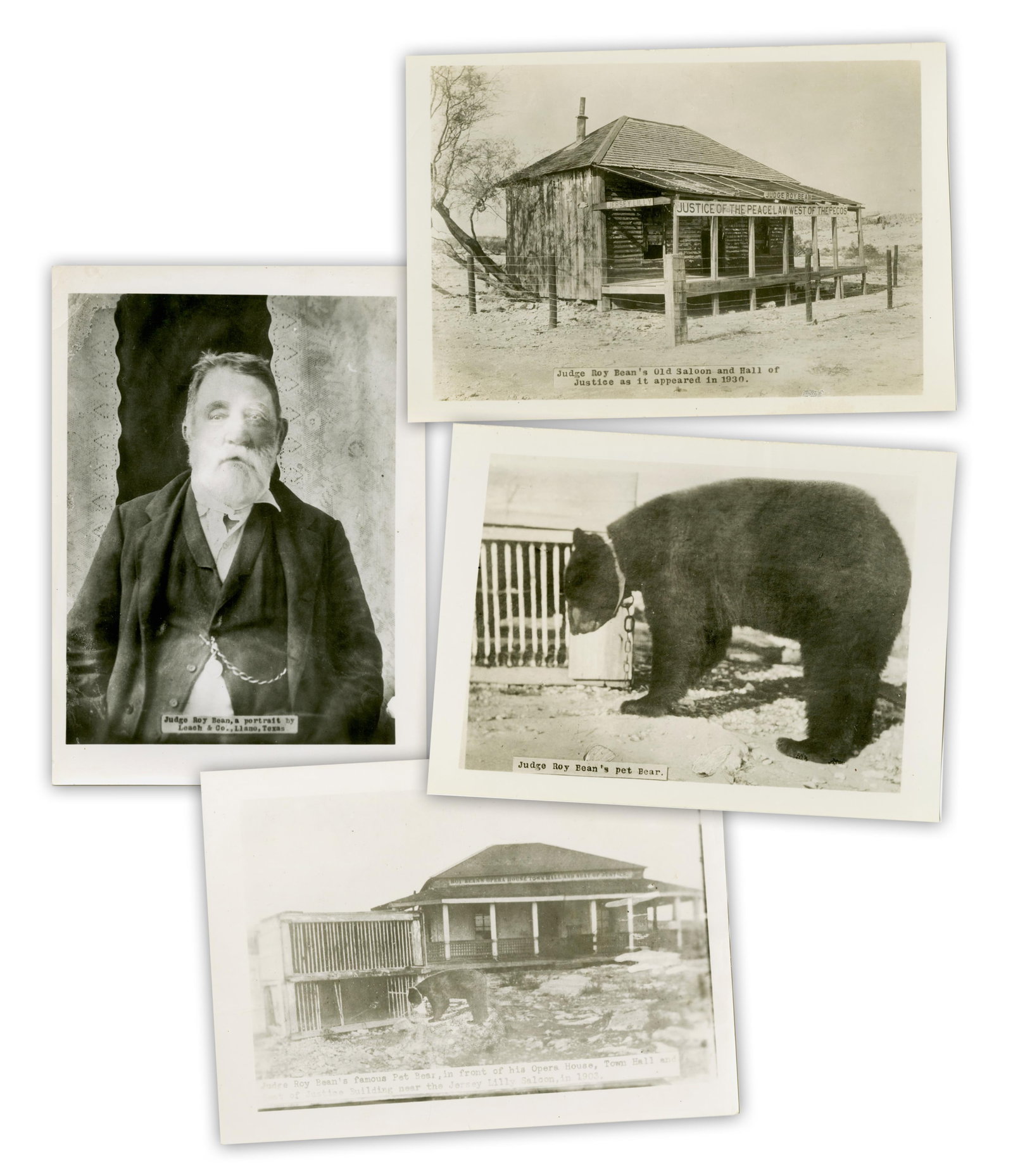 Judge Roy Bean (4) Vintage Photographs Featuring Saloon, Pet Bear, & Portrait (1 of 5)