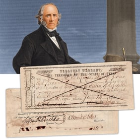 Governor Sam Houston Endorses Texas Treasury Warrant for Texas Ranger Who Later Massacred German