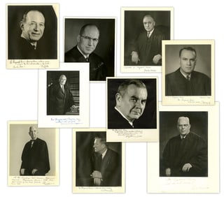(9) Warren Court Portraits Signed & Inscribed to "Perry Mason" Star Raymond Burr Incl. Warren,