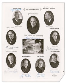 Warren Court 1965 Harris & Ewing Composite Photo Signed by All 9 Members Incl. Rare Abe Fortas!