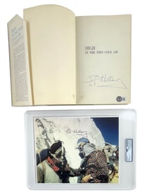 Edmund Hillary Signed Photo & Book - PSA/DNA and Beckett Authenticated!