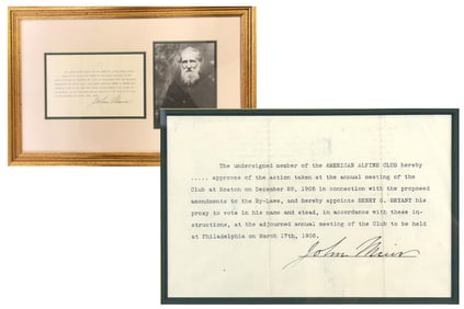 Rare John Muir Letter As Member of the American Alpine Club - Gives Voting Proxy to Famous Fellow