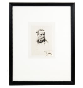 Signed Engraved Portrait of Louis Pasteur, Framed