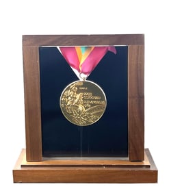 1984 Olympic Gold Medal Sample, Presented to a Philanthropist - Rare!