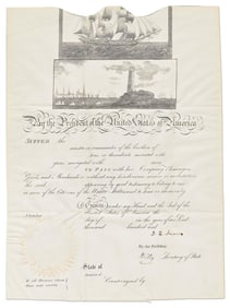 J.Q. Adams Blank Ship's Passport Signed as President