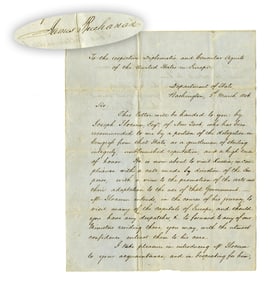 James Buchanan Signed Letter of Introduction