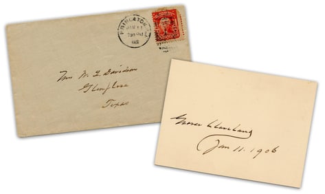 Grover Cleveland Boldly Signed Card & Original Transmittal Envelope