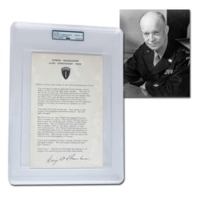 Eisenhower's Signed D-Day Orders to His Troops, PSA GEM MINT 10!