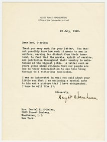 Dwight D. Eisenhower TLS: "our people are one in their determination to see this thing through to a