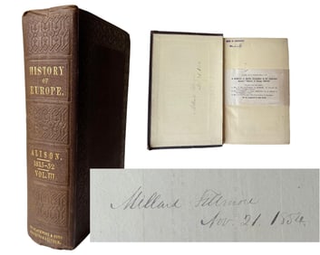 Millard Fillmore Signed Book from Personal Library on "History of Europe"