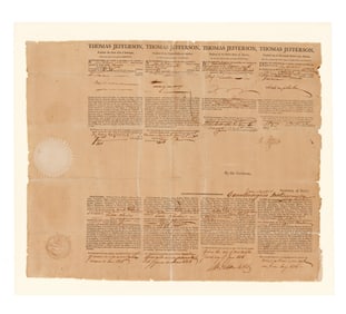 Jefferson and Madison Signed Four Language Ship's Passport for Ship Bound for Havana