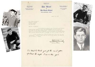 John F. Kennedy Unique Early Choate School Letter with Handwritten Postscript
