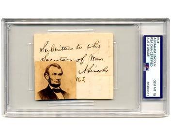 Abraham Lincoln, PSA Gem Mint 10, "Command of a Brigade" Endorsement to Stanton!