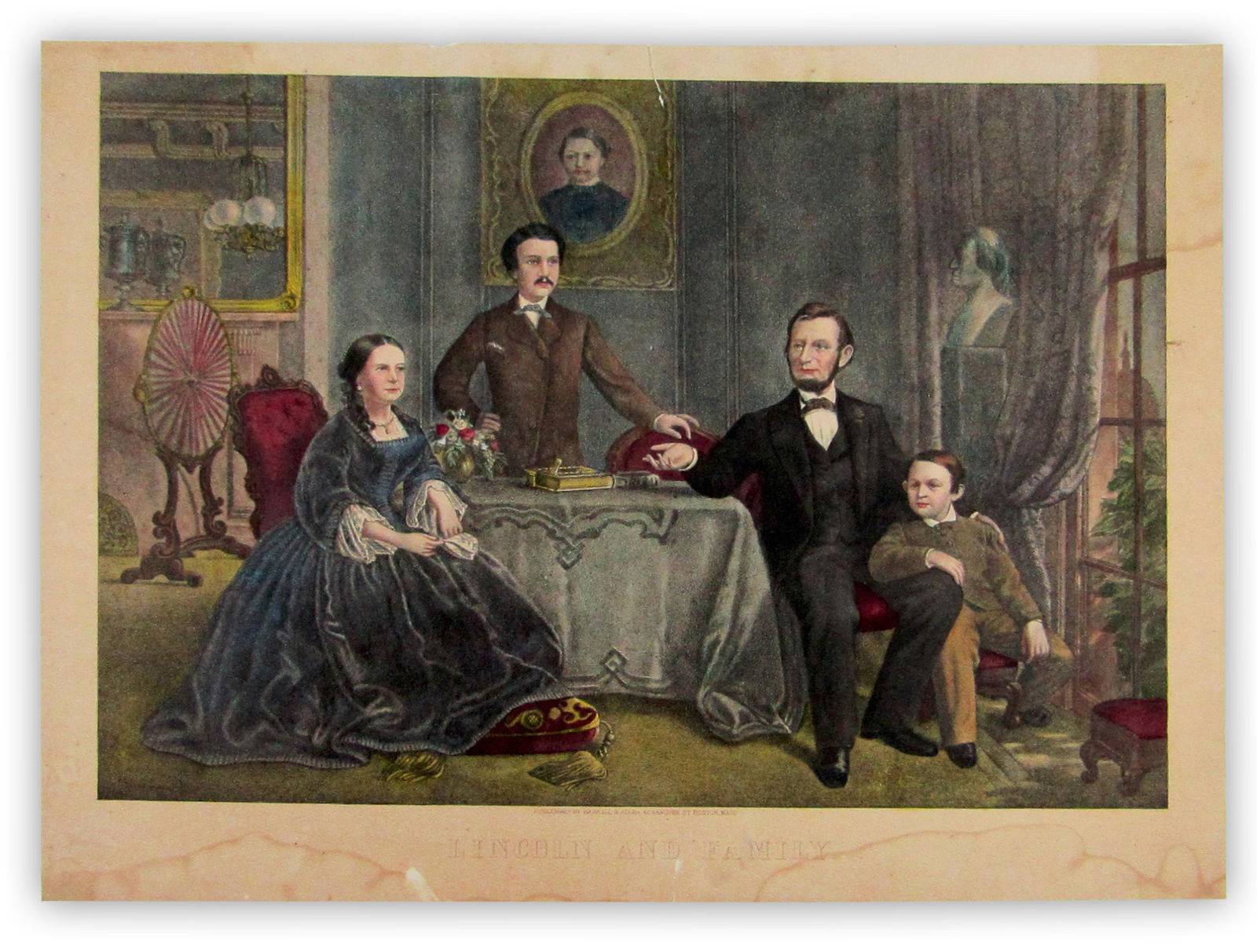 Lincoln and Family Large Hand Colored Chromolithograph, ca. 1865 (1 of 4)