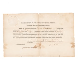 Madison & Monroe Signed 1814 Military Appointment of Daniel Ketchum