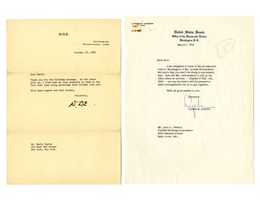 Pair of TLS from Dwight D. Eisenhower & LBJ
