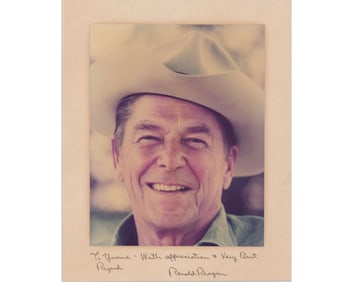 Ronald Reagan in a Cowboy Hat! An Iconic Image, Boldly Signed!