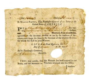 Gen. Washington Orders Paymaster Gen. of Continental Army to Pay 13th PA Private During Valley Forge