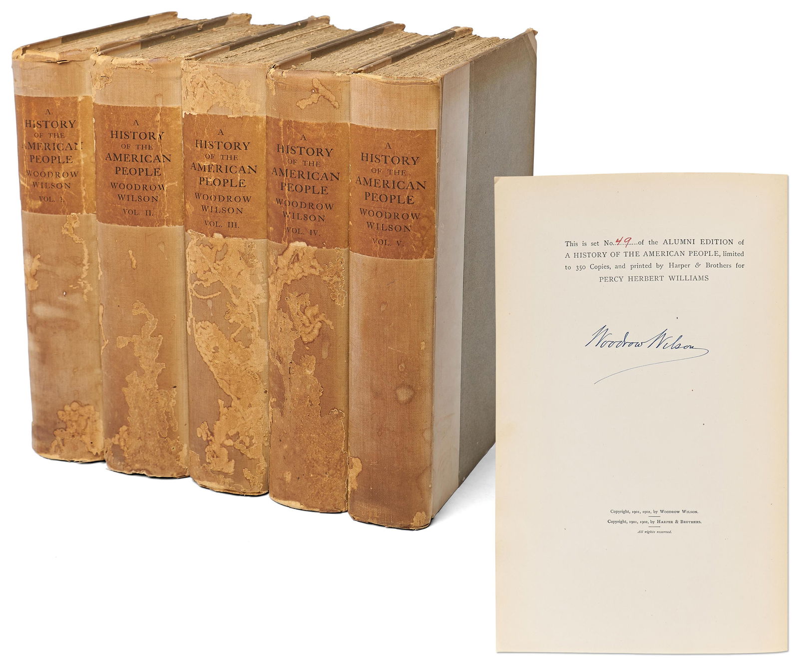 Woodrow Wilson Signed Limited Edition of "A History of the American People," 5 Volumes (1 of 10)