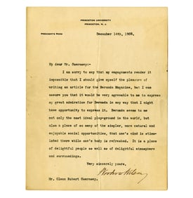 Woodrow Wilson TLS "Bermuda seems....the most ideal play-ground"