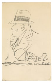 Chester Gould Dick Tracy Signed Drawing, Excellent