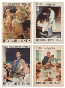 Norman Rockwell Original 1943 Complete Set of "Four Freedoms" Posters