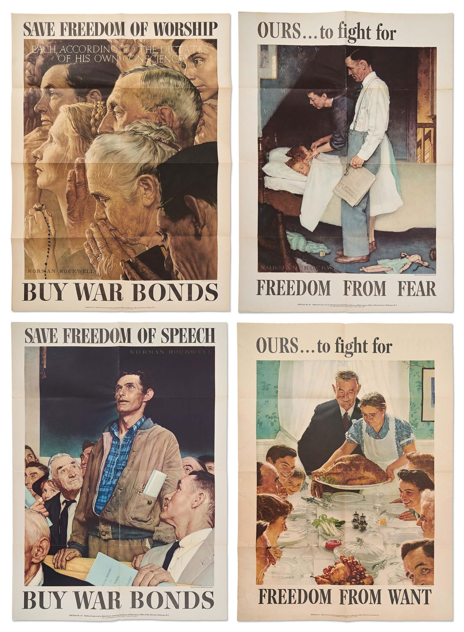 Norman Rockwell Original 1943 Complete Set of "Four Freedoms" Posters (1 of 5)