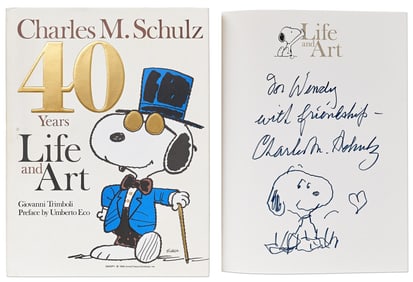 Charles M. Schulz Signed 1st Edition, 1st Printing of "40 Years Life and Art" With Original