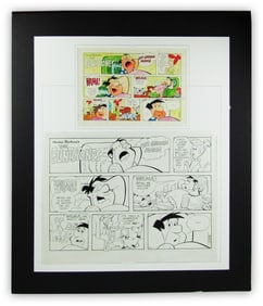 Original Flintstones Sunday Comic Strip Art by Gene Hazelton, ca. 1988, With COA