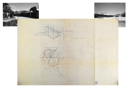Frank Lloyd Wright Sketch For John A. Gillin House, Annotated in Wright's Hand
