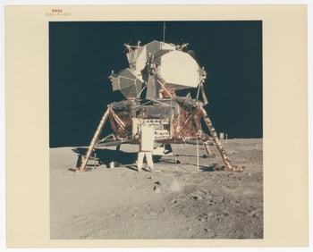 Apollo 11 Aldrin On Lunar Surface NASA Red Number Photograph