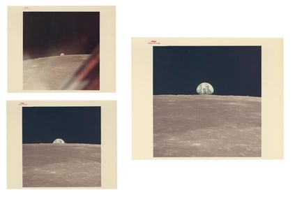 Apollo 11 Series of 3 Earthrise NASA Red Number Photos
