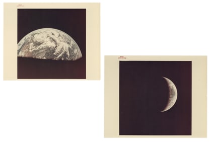 Apollo 11 Earthrise and Eclipse Red Number Photographs