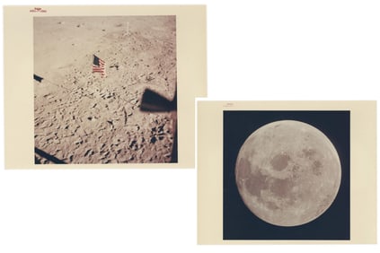 Apollo 11 Red Number Photos: American Flag on Lunar Surface & Stunning Full Moon