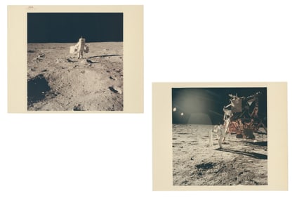 Two NASA Apollo 11 Photos: Aldrin on Moon, One Red Number