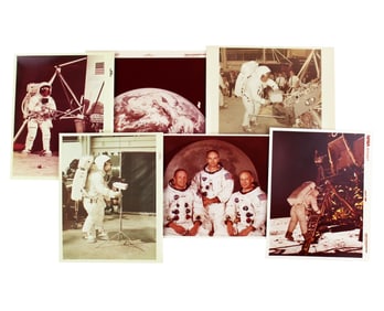 Six Apollo 11 NASA Training Photos, with 3 Red Numbers