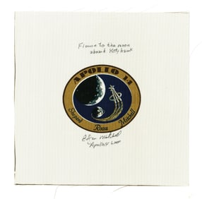 Edgar Mitchell Signed "Flown to the Moon" Apollo 14 Beta Cloth & COA