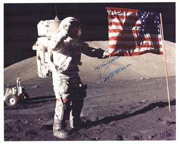 Gene Cernan Signed Photo Apollo 17 Mission - Oversize and Superb