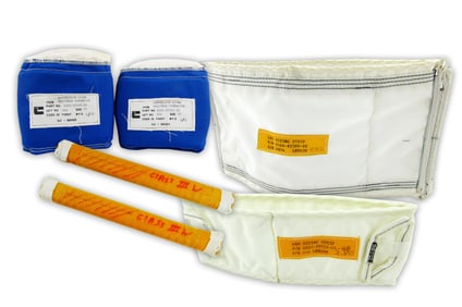 Lot of 4 EMU Un-Flown Spacesuit Components: Arm & Leg Inserts, Water Connector, and Vent Ducts
