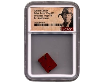 Amelia Earhart's Lockheed Vega 5B Fabric Swatch from Wing, CAG Encapsulated, Ex. Smithsonian