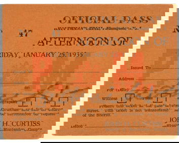Lindbergh Baby Kidnapping Trial Ticket! The Trial of the Century! An Extreme Rarity in this Format!