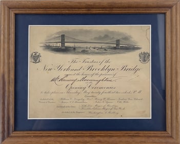 Original Invitation to Brooklyn Bridge Opening in 1883, Made by Tiffany & Co.