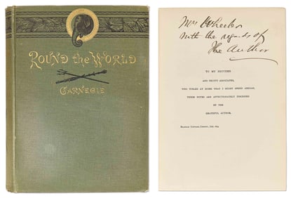 Andrew Carnegie 1st Edition of "Round The World," Inscribed to William Wheeler