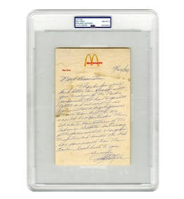Ray Kroc ALS as 1st Season San Diego Padres' Owner, PSA NM-MT 8