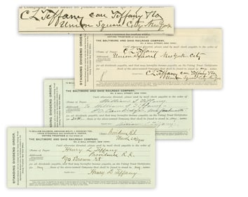 Charles Lewis Tiffany Twice Signed Standing Dividend Order, Plus Two Others