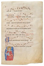 15th C. Italy Illuminated Biblical Antiphonal Manuscript on Vellum