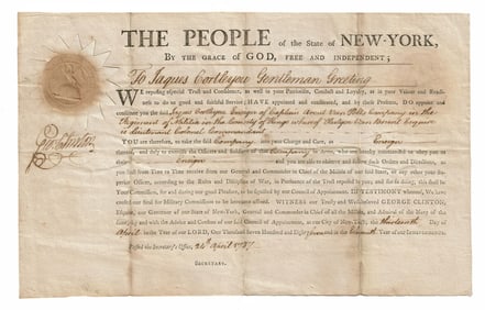 George Clinton Signed 1787 Military Commission as Governor of New York