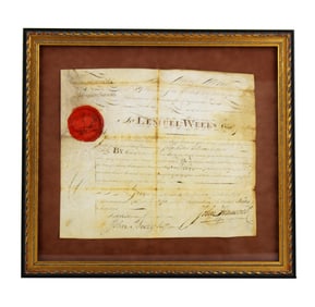 John Hancock Signed Rare Naval Commission for Sailor on Frigate Protector