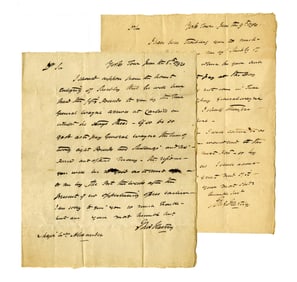 Thomas Hartley Pair of ALS on Repaying Debt to General "Mad Anthony" Wayne