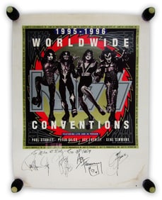 KISS Signed Tour Poster for 1995-96 Worldwide Conventions: Stanley, Simmons, Criss, & Frehley